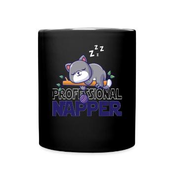 Professinonal Napper, Cat, Cats, Baby, Cats - Full Colour Mug - black - Front