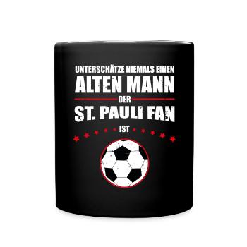 Alter Mann - St. Pauli Fan | Retro Vintage Design - Tasse einfarbig - Schwarz - Vorne