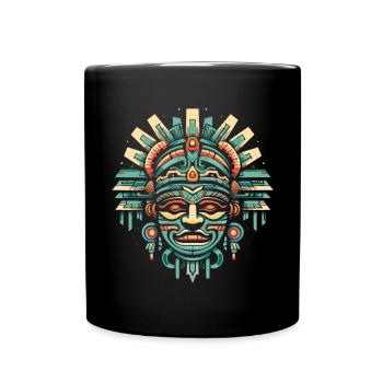 Aztekische Krieger Maske Maya Kultur Antike - Tasse einfarbig - Schwarz - Vorne