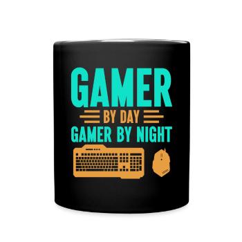 PC Video Gamer Computer Nerd Gaming WASD - Full Colour Mug - black - Front