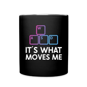 PC Video Gamer Computer Nerd Gaming WASD - Full Colour Mug - black - Front