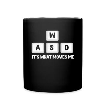 PC Video Gamer Computer Nerd Gaming WASD - Full Colour Mug - black - Front