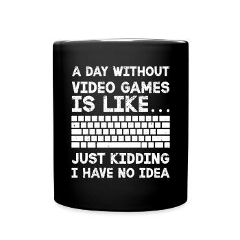 PC Video Gamer Computer Nerd Gaming WASD - Full Colour Mug - black - Front