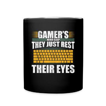 PC Video Gamer Computer Nerd Gaming WASD - Full Colour Mug - black - Front