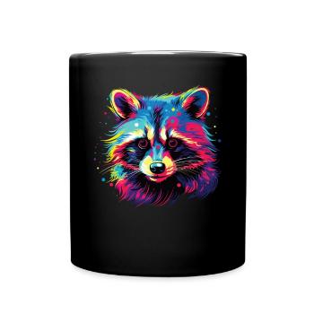 Watercolor Colorful Raccoon Colorful Animals - Full Colour Mug - black - Front