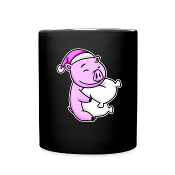 Cochon Fatigué Dormir Fille Endormie - Mug uni - noir - Devant