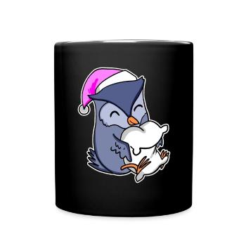 Owl Tired Sleeping Sleep Girl - Full Colour Mug - black - Front