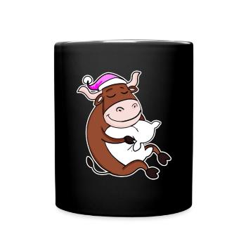 Boeuf Fatigué Dormir Fille Endormie - Mug uni - noir - Devant