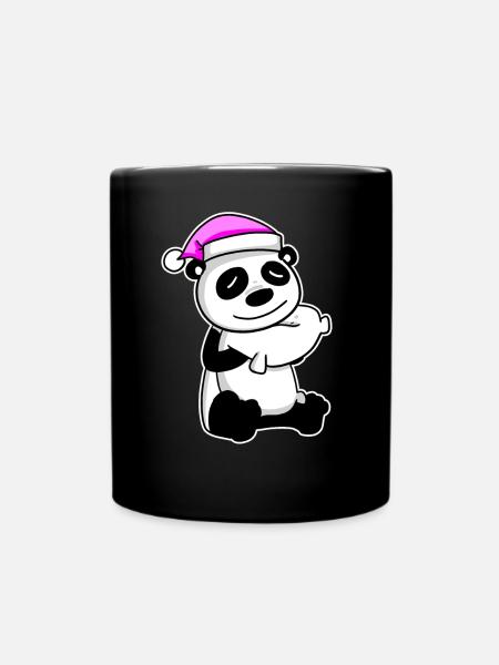 Panda Müde Ausschlafen Schlafen Mädchen - Tasse einfarbig - Schwarz