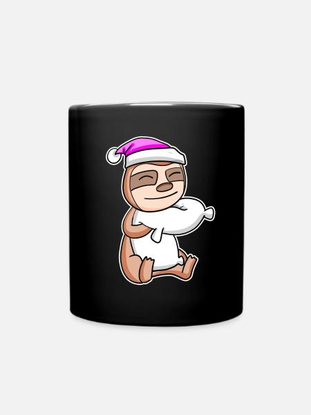 Faultier Müde Ausschlafen Schlafen Mädchen - Tasse einfarbig - Schwarz