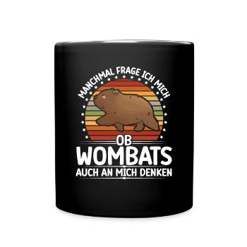 Wombat denkt an mich Beuteltier Wombat - Tasse einfarbig - Schwarz - Vorne