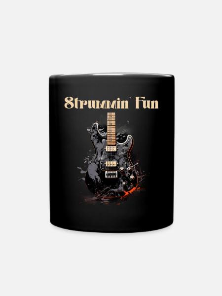 Strummin' Fun Guitar Teacher Funny Quote - Full Colour Mug - black