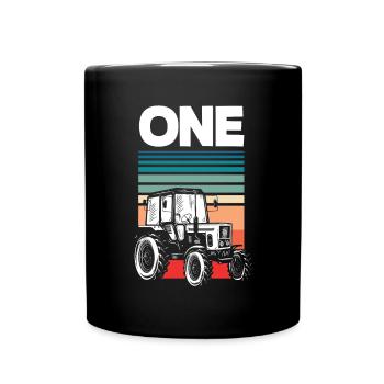 1er anniversaire tracteur 1 an chemise d’anniversaire - Mug uni - noir - Devant