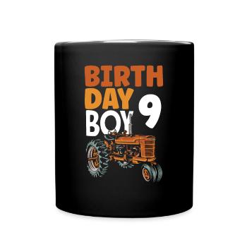9th Birthday Tractor 9 Years Birthday Shirt - Full Colour Mug - black - Front