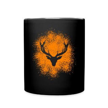 Majestätischer Hirschkopf – Für Jäger Naturfreunde - Tasse einfarbig - Schwarz - Vorne