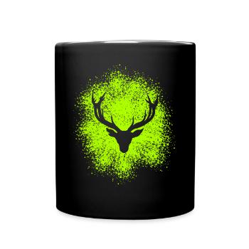 Majestätischer Hirschkopf – Für Jäger & Naturfreun - Tasse einfarbig - Schwarz - Vorne