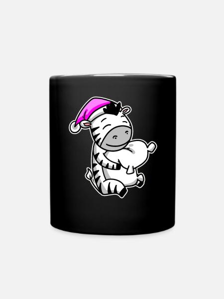 Zebra Müde Ausschlafen Schlafen Mädchen - Tasse einfarbig - Schwarz