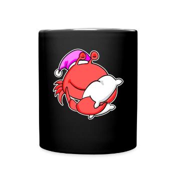 Krabbe Müde Ausschlafen Schlafen Mädchen - Tasse einfarbig - Schwarz - Vorne