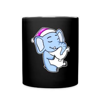 éléphant fatigué dormir fille endormie - Mug uni - noir - Devant