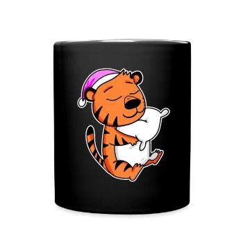 Tigre Fatigué Dormir Fille Endormie - Mug uni - noir - Devant