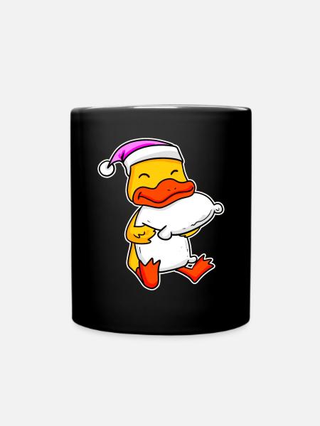 Ente Müde Ausschlafen Schlafen Mädchen - Tasse einfarbig - Schwarz