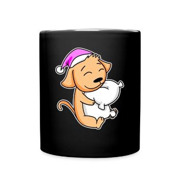 Dog Tired Sleeping Sleeping Girl - Full Colour Mug - black - Front