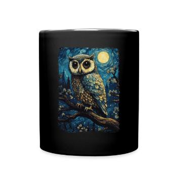 Owl Starry Night - Full Colour Mug - black - Front