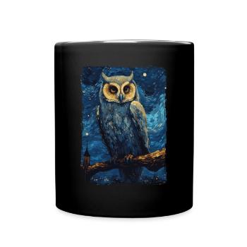 Owl Starry Night - Full Colour Mug - black - Front