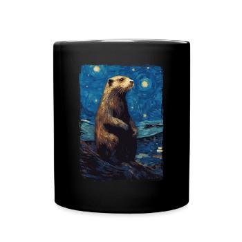Otter Starry Night - Tasse einfarbig - Schwarz - Vorne
