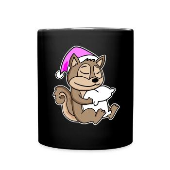 Écureuil Fatigué Dormir Fille Endormie - Mug uni - noir - Devant