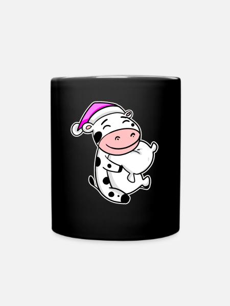 Kuh Müde Ausschlafen Schlafen Mädchen - Tasse einfarbig - Schwarz