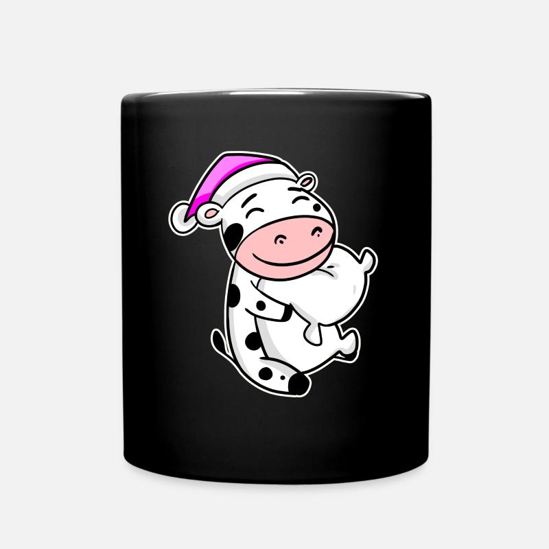 Kuh Müde Ausschlafen Schlafen Mädchen - Tasse einfarbig - Schwarz