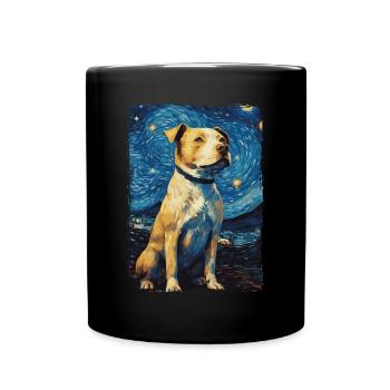 Pitbull Dog Starry Night - Full Colour Mug - black - Front
