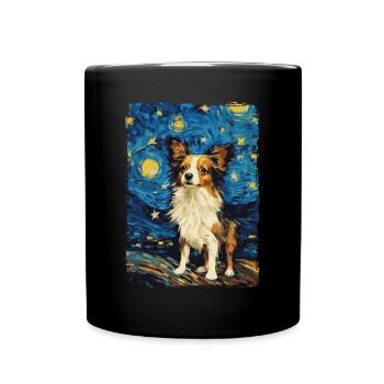 Papillon Hund Starry Night - Tasse einfarbig - Schwarz - Vorne