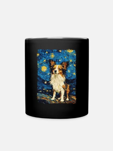 Papillon Hund Starry Night - Tasse einfarbig - Schwarz