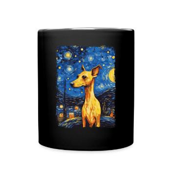 Lévrier italien Nuit étoilée - Mug uni - noir - Devant