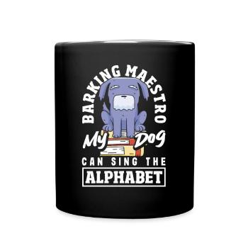 Melodic Pup Virtuoso Funny Alphabet Singing Dog - Full Colour Mug - black - Front