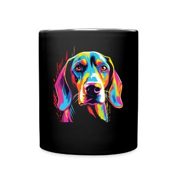Watercolor Colorful Treeing Walker Coonhound - Full Colour Mug - black - Front