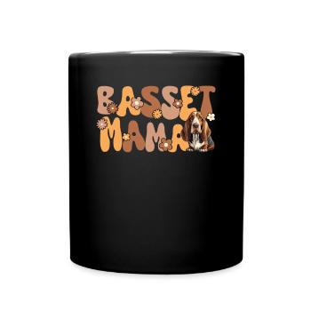Basset Hound Groovy Basset Mom - Full Colour Mug - black - Front