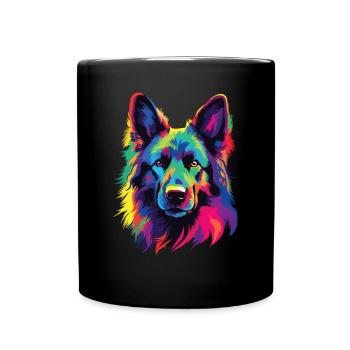 Watercolors Colorful Belgian Tervuren - Full Colour Mug - black - Front