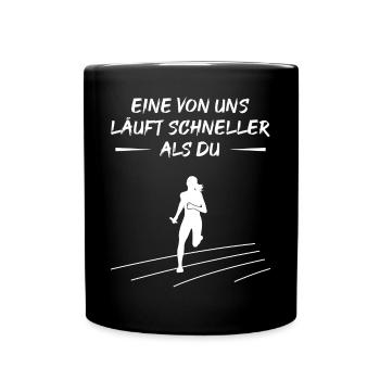 Schneller Sprint - Herausforderung Pur - Tasse einfarbig - Schwarz - Vorne