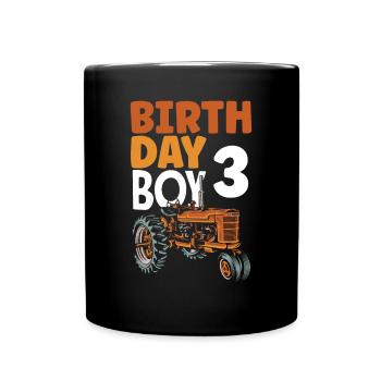 3ème anniversaire tracteur 3 ans anniversaire chemise - Mug uni - noir - Devant