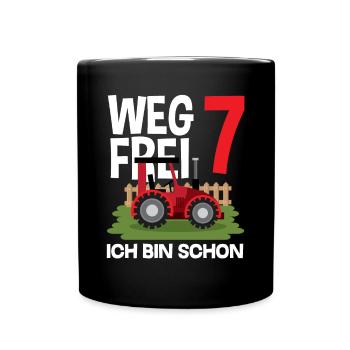 7th Birthday Tractor 7 Years Birthday Shirt - Full Colour Mug - black - Front