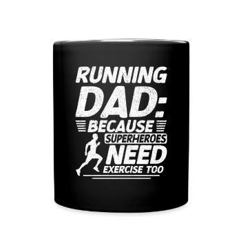 Running Dad Marathon Runner Coach Marathoner - Full Colour Mug - black - Front