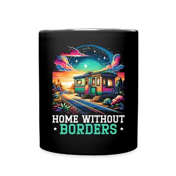 Mobile Home Motorhome Trailer Park Rolling Home - Full Colour Mug - black - Front
