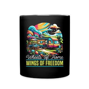 Mobile Home Motorhome Trailer Park Rolling Home - Full Colour Mug - black - Front