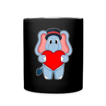 Elefant Bräutigam Herz Hochzeit - Tasse einfarbig - Schwarz - Vorne