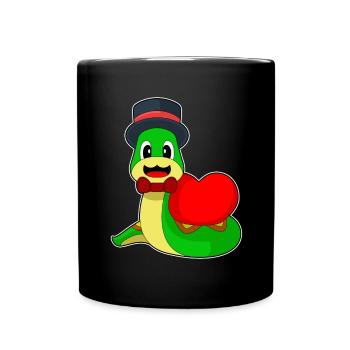 Serpent marié coeur mariage - Mug uni - noir - Devant