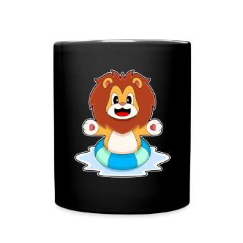 Lion Swimming Swim Ring Summer - Full Colour Mug - black - Front