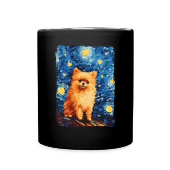Zwergspitz Starry Night - Tasse einfarbig - Schwarz - Vorne